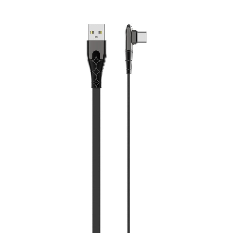 Ъглов кабел за зареждане и данни LS582 USB-A / Type-C сив 2 м