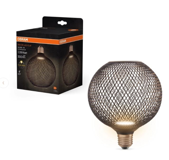 LED крушка Osram Flat Globe 125 E27 3,5W 2700K черна