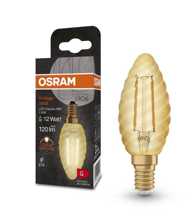 LED крушка филамент Osram Vintage 1906 Classic E14 1,5W 2400K злато