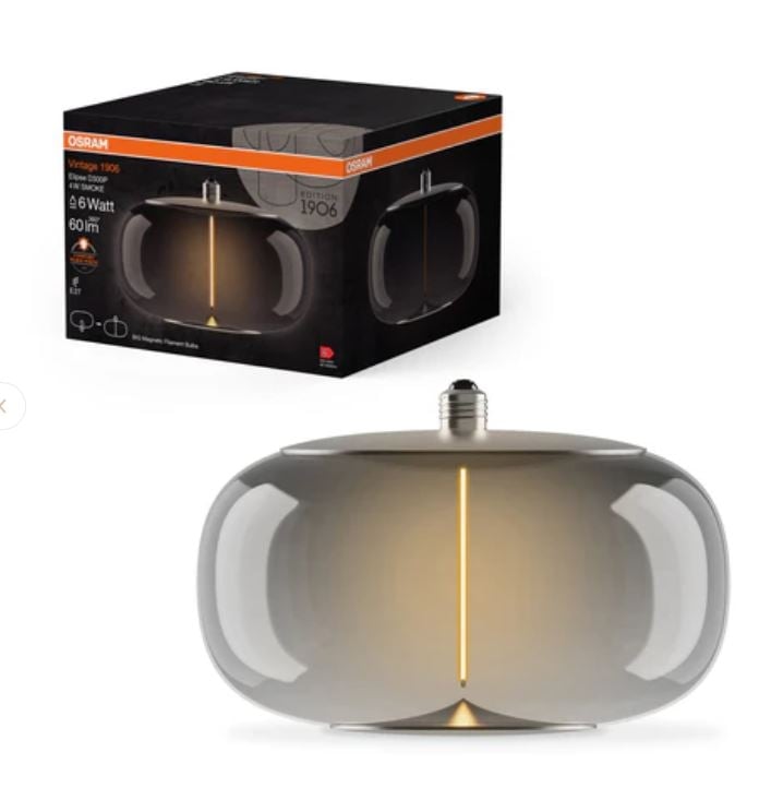 LED крушка филамент Osram Vintage 1906 Big Elipse Magnetic 4W E27 1800K опушена