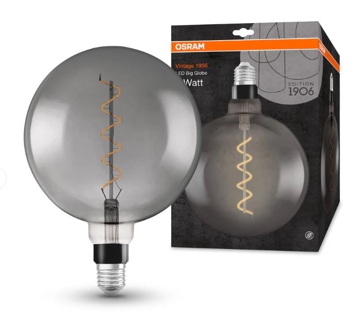 LED крушка филамент Osram Vintage 1906 Big Globe E27 4W 1800K опушена