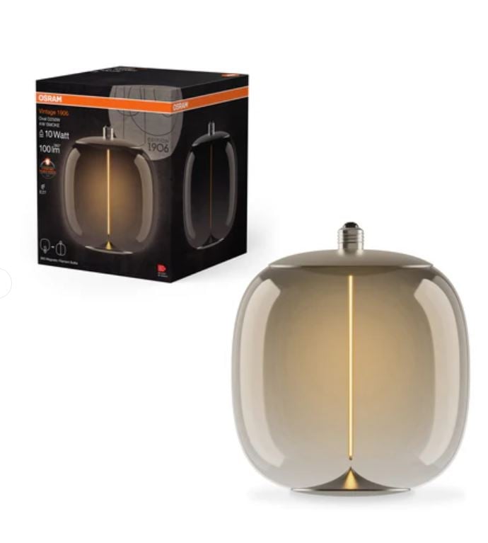 LED крушка филамент Osram Vintage 1906 Big Oval Magnetic E27 4W 1800K опушена