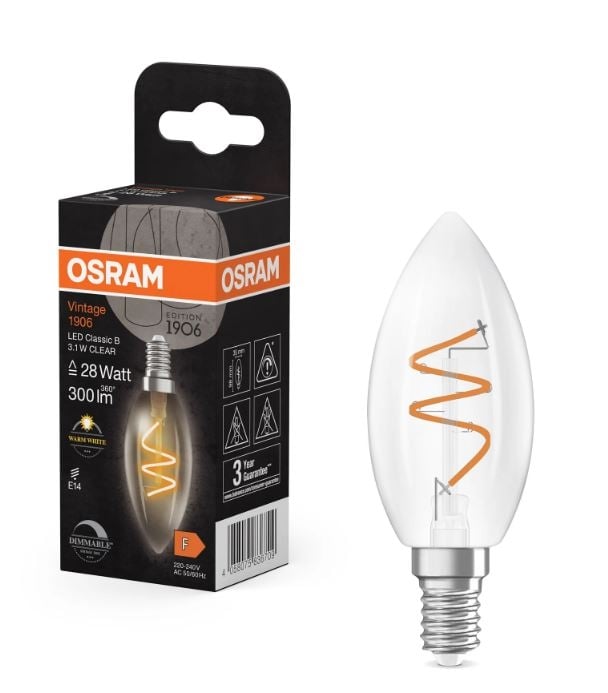 LED крушка филамент Osram Vintage 1906 Classic E14 3,1W 2700K