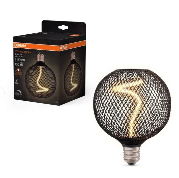 ED крушка филамент Osram Spiral Filament Globe 125 E27 3,5W 1800K черна