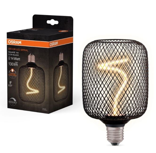 LED крушка филамент Osram Spiral Filament Square 100 E27 3,5W 1800K черна
