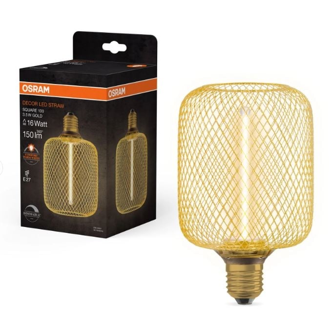 LED крушка филамент Osram Straw Filament Square 100 E27 3,5W 1800K злато