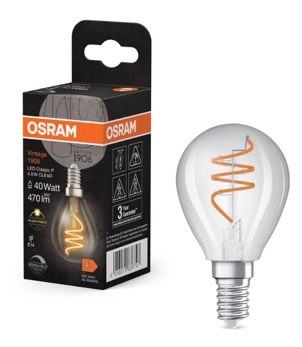 LED крушка филамент Osram Vintage 1906 Classic E14 4,6W 2700K
