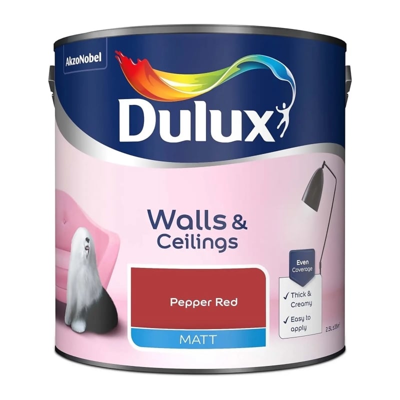 Боя интериорна за стени и тавани Dulux Matt Pepper Red 2,5л 