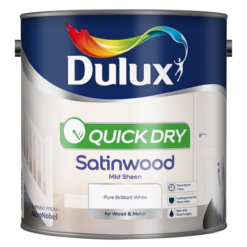 Акрилна боя за дърво и метал Dulux Quick Dry Satinwood PBW 2,5л 
