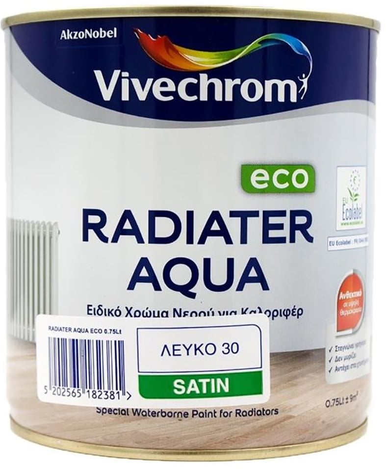 Боя за радиатори Vivechrom Aqua Eco 30 бяла сатен 0,75л
