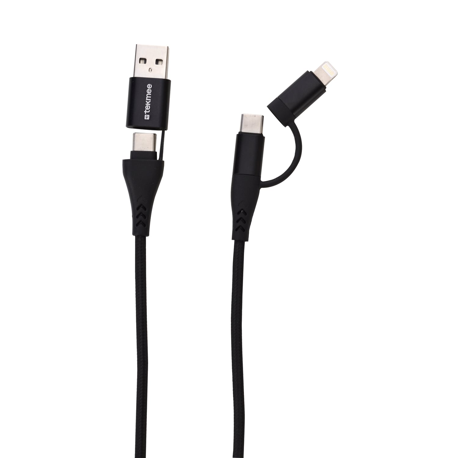 Комбиниран кабел 4 в 1 type-C/USB/Lighting 2/3A Tekmee 1м