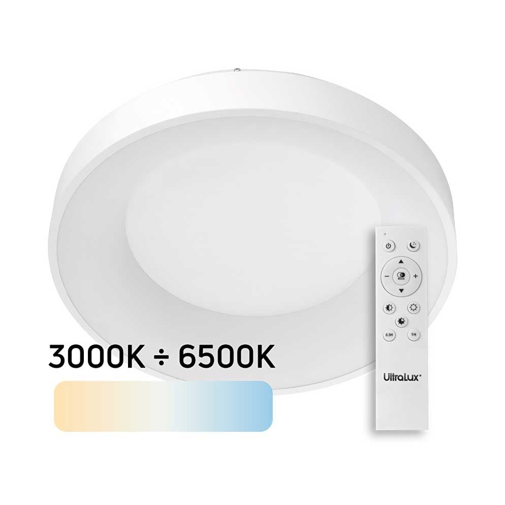 LED димираща CCT плафониера с дистанционно управление Ultralux 72 W / 3000K - 6500К
