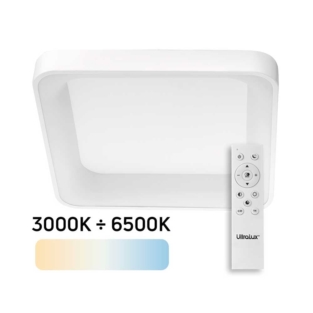 LED димираща CCT плафониера с дистанционно управление Ultralux 72 W / квадрат