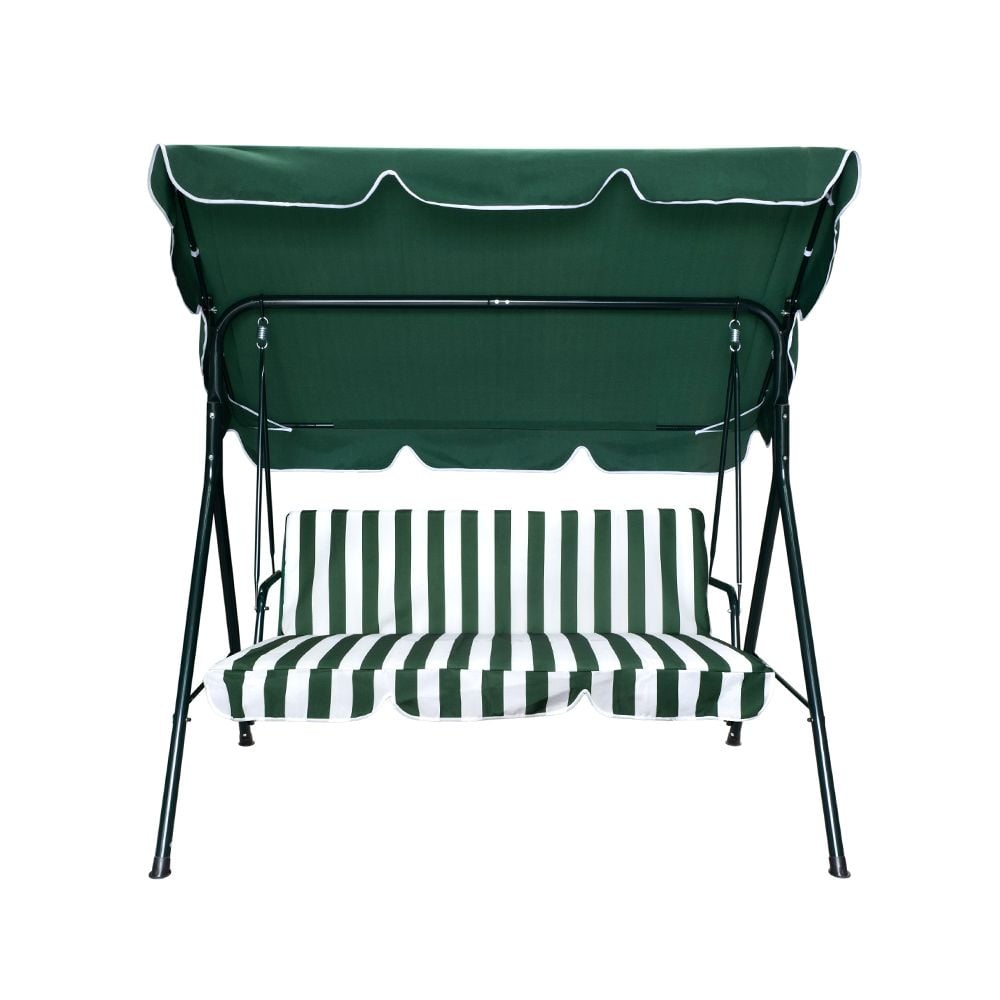 Градинска 3-местна люлка My Garden TLS001 Greenwhite stripe бяло и зелено райе