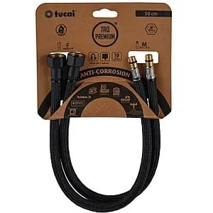 Гъвкава връзка Tucai ACB 50см Ж 1/2''хМ10 L15.5 черен мат 2 броя