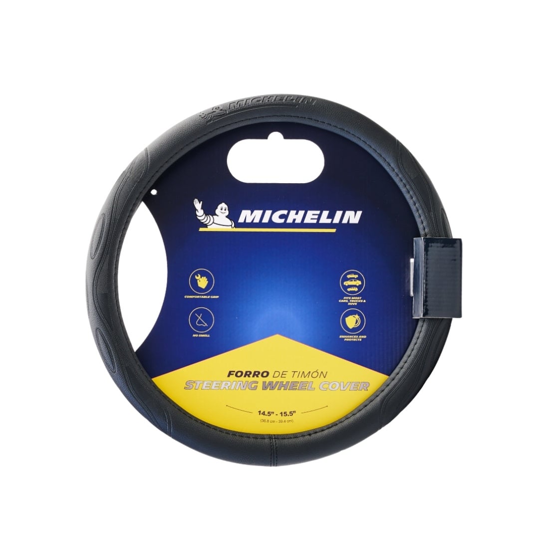 Калъф за волан Michelin черен с черен шев 36,8 - 39,4 см