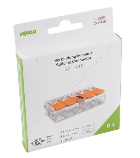 Клема за отваряема бърза връзка Wago 5 х 0,2 - 4 мм² / 8 броя