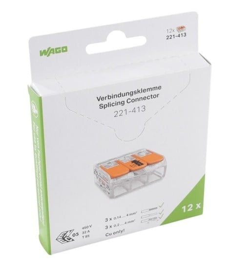 Oтваряема бърза връзка Wago 3 х 0,2 - 4 мм² / 12 броя