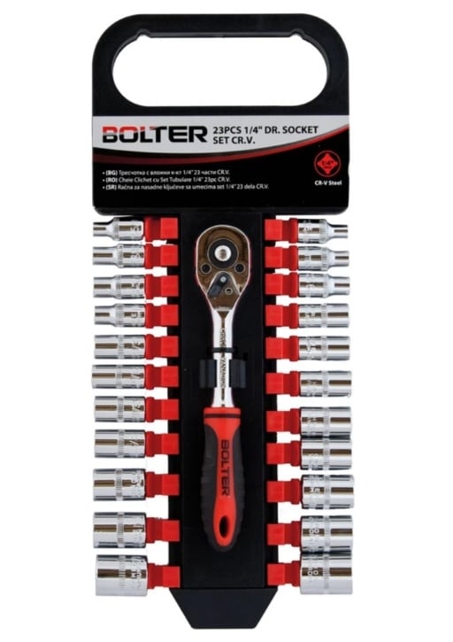 Комплект тресчотка с вложки Bolter CR.V 1/4'' 23 части