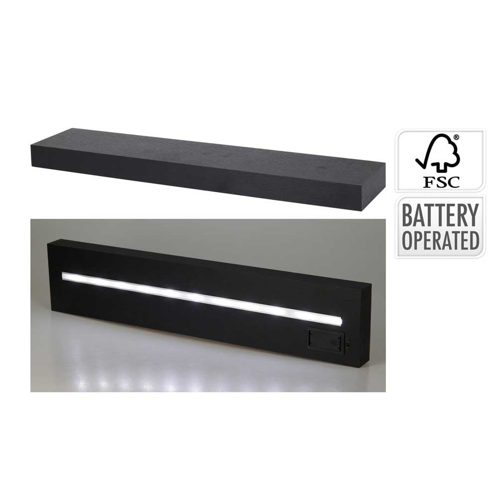 Етажерка за стена с LED осветление 60см черна