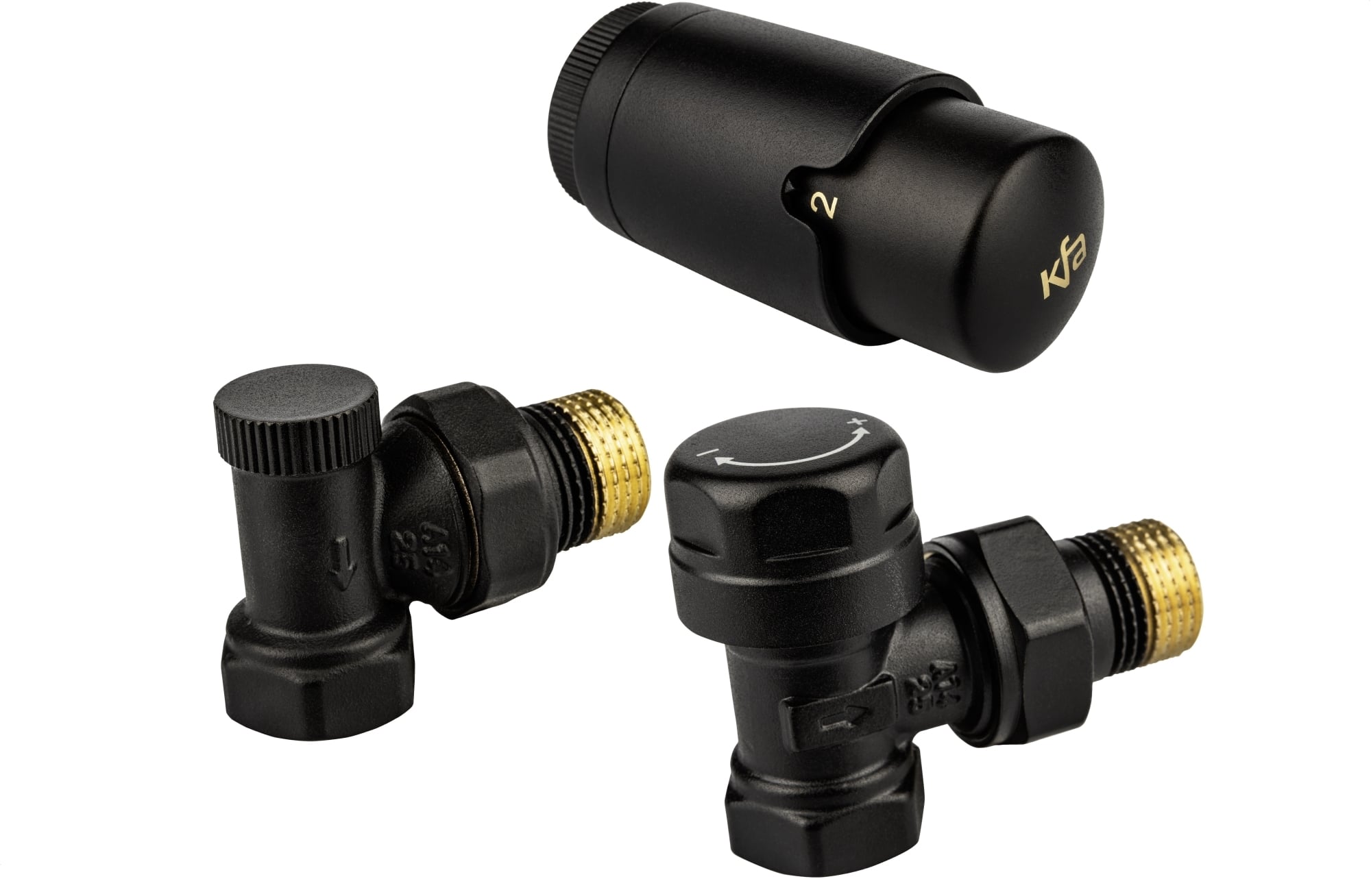 Ъглов радиаторен сет KFA Komfort Pro 1/2'' черен
