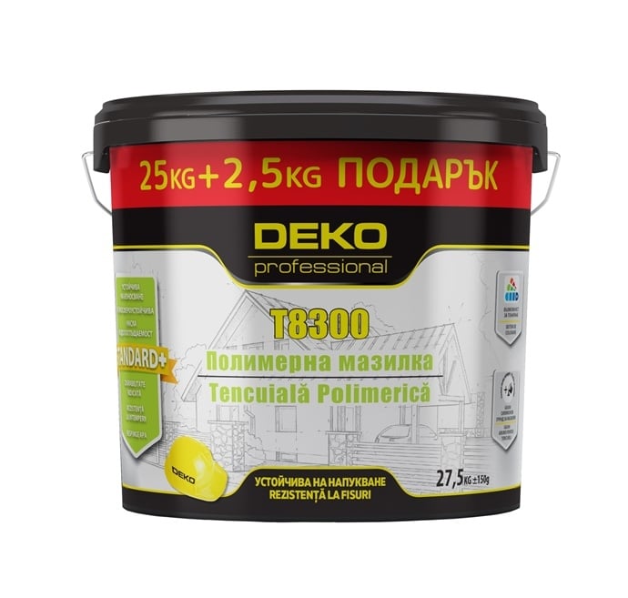Полимерна мазилка Deko Professional T8300 PAS Д1,5 бяла 25кг + 2,5кг подарък