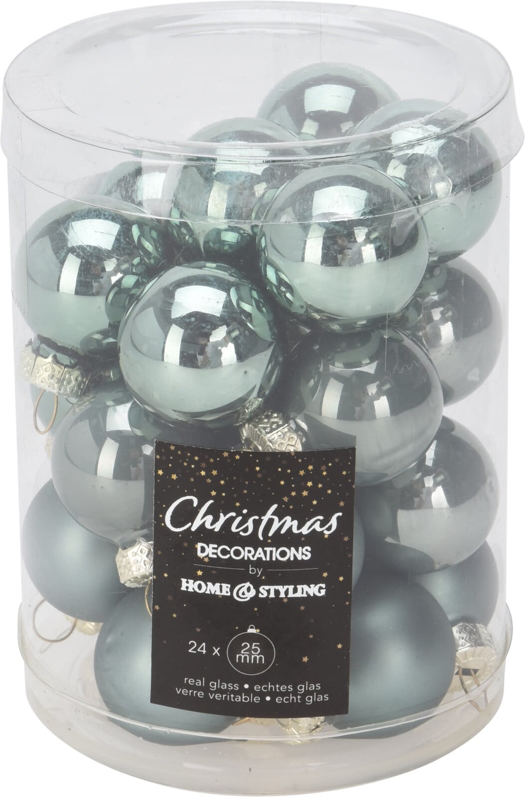 Комплект коледни топки 25мм зелени 24 броя