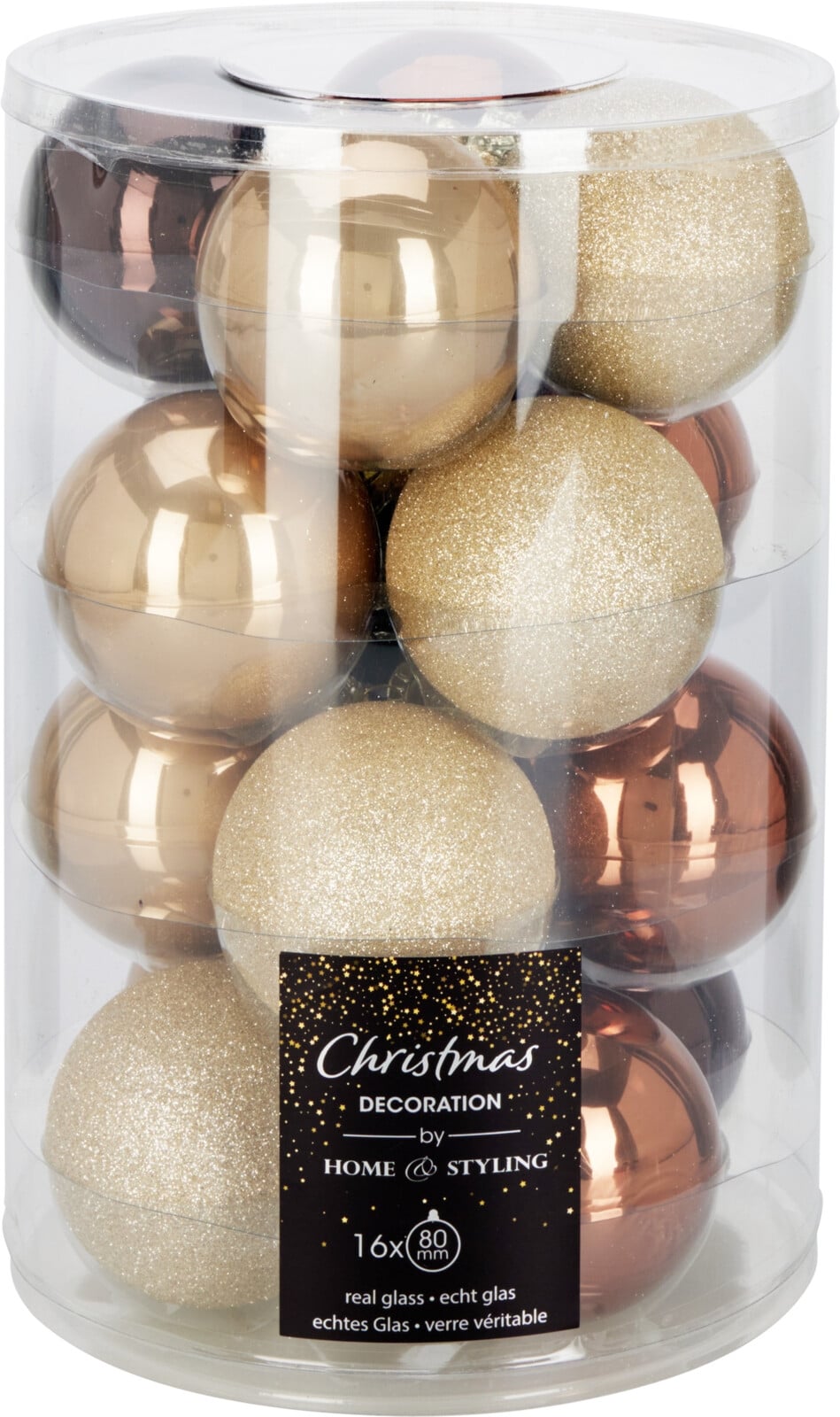 Комплект коледни топки 80мм кехлибар 16 броя