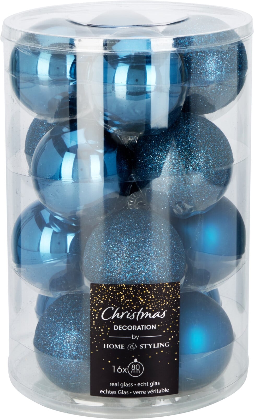 Комплект коледни топки 80мм сини 16 броя