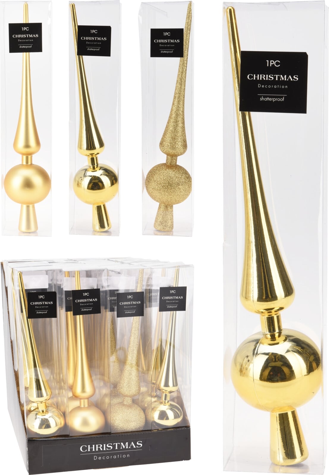 Коледен връх за елха 60х60х295мм златист 