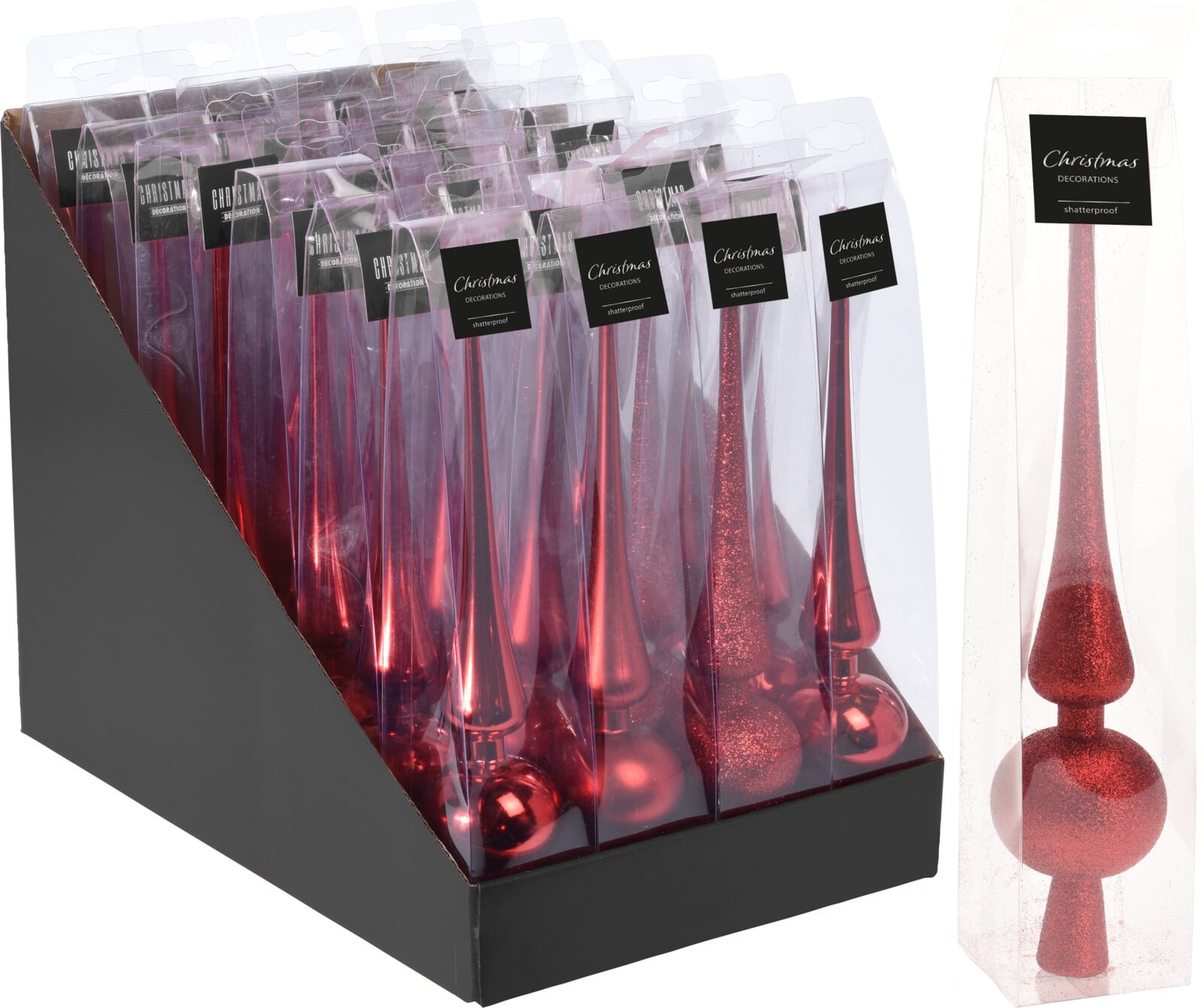 Коледен връх за елха 60х60х295мм червен 