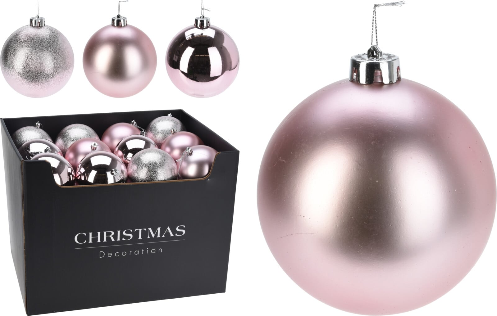 Коледна топка 10см розова 