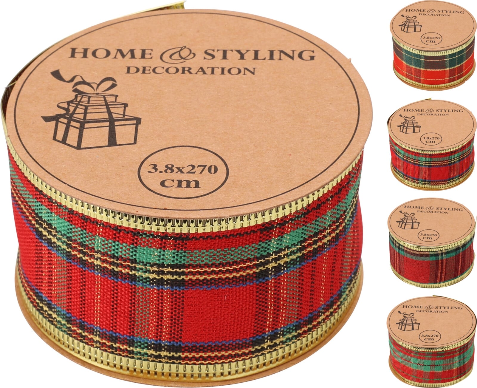 Коледна панделка Scottish 270 х 3,8 см микс