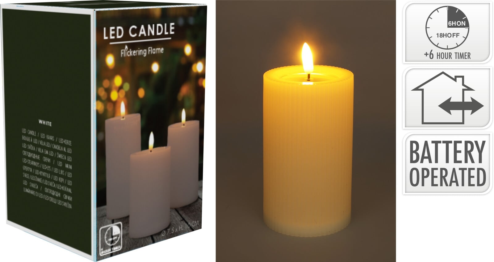 LED свещ Outdoor 7,5 х 7,5 х 10 см