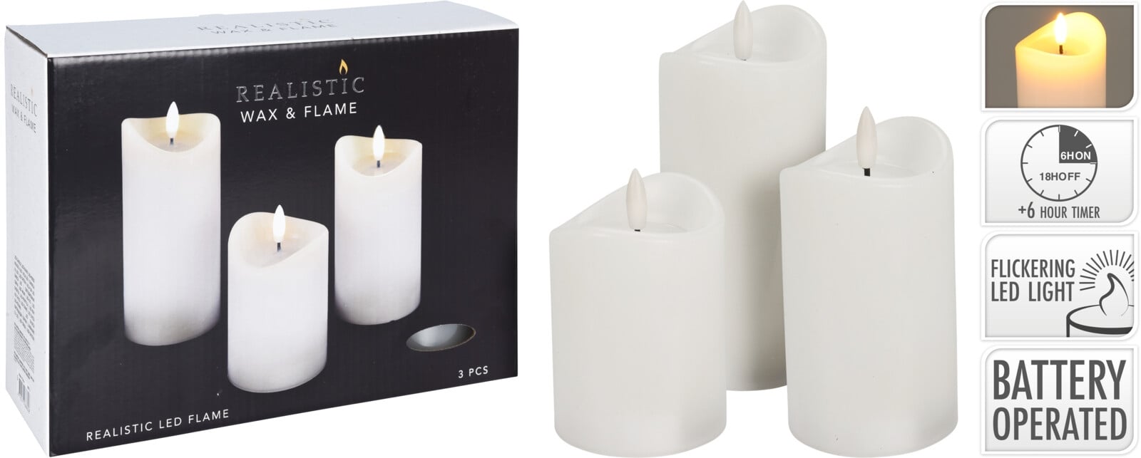 Комплект LED свещи Jelly 3 броя бели