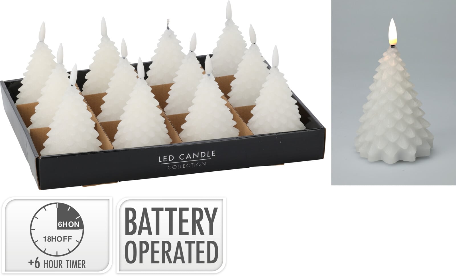 LED свещ Tree 8 х 8 х 11 см бяла