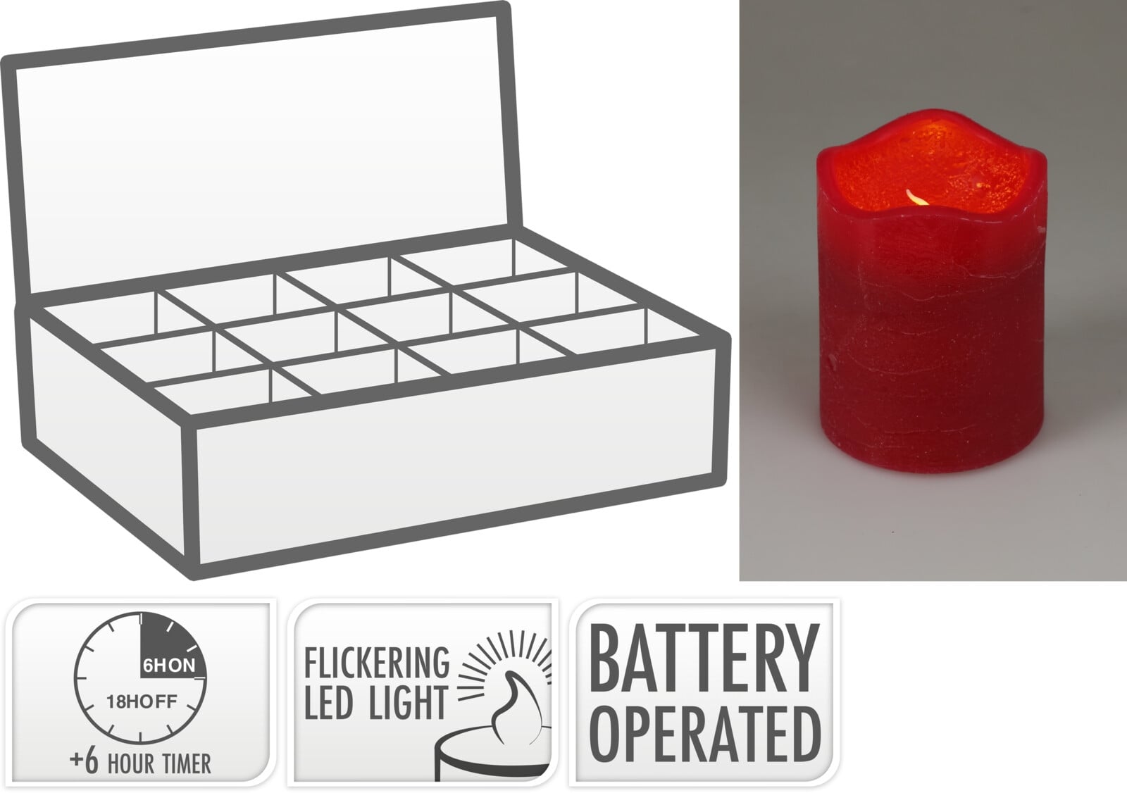 Коледна LED свещ ø 7 х 9 см червена