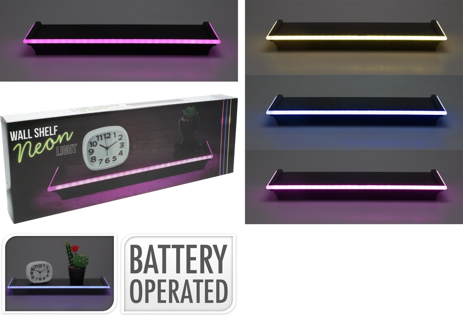 Етажерка с неонова LED светлина 45,5 х 15,5 х 4,5 см микс