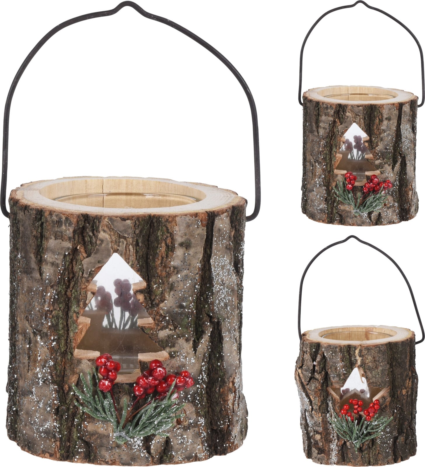 Коледен свещник с дръжка Wood ø 10 см микс