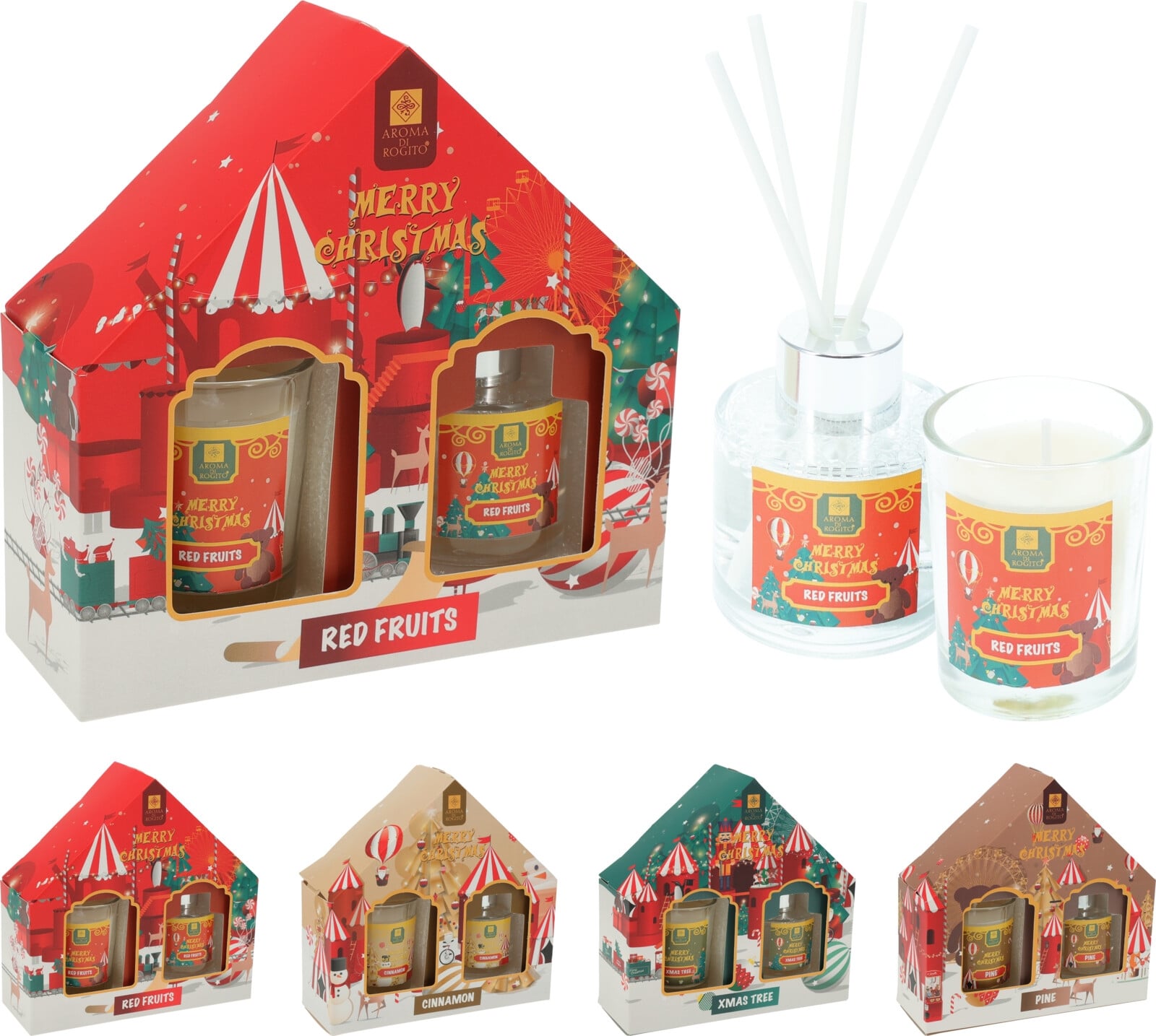 Коледен комплект ароматизатор 40 мл и свещ микс