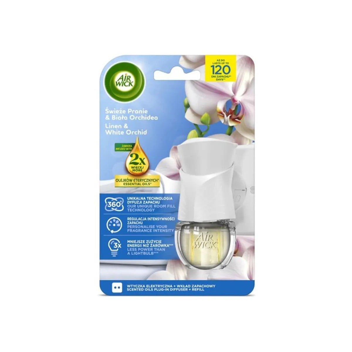 Електрически ароматизатор + пълнител Air Wick Extra Oils Нежност и бяла орхидея 19мл