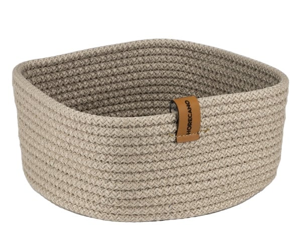 Квадратен плетен панер Horecano 19 х 19 х 7 см бежов