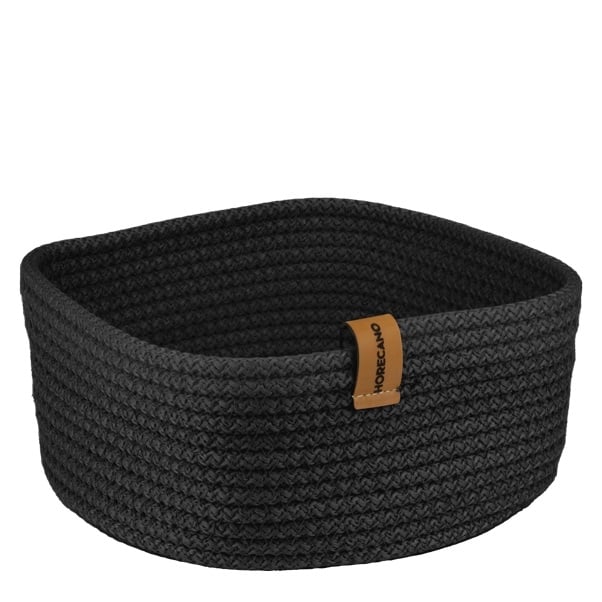 Квадратен плетен панер Horecano 19 х 19 х 7 см черен