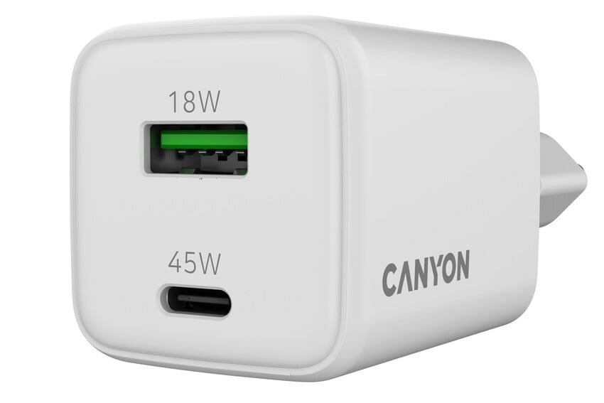 Зарядно устройство Canyon CU45AC 45 W бяло