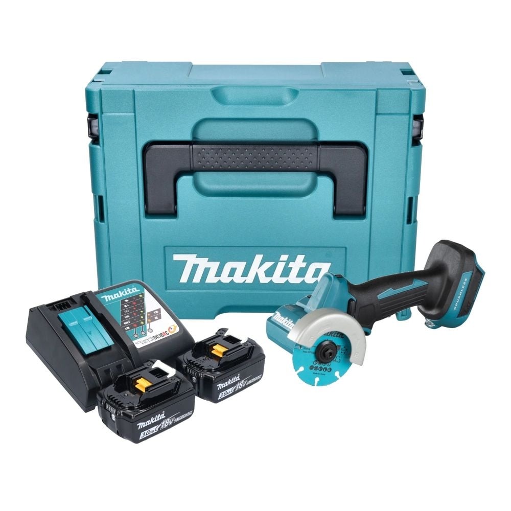 Акумулаторен ъглошлайф Makita DMC300RFJ 18V 76мм + 2 батерии, зарядно и куфар