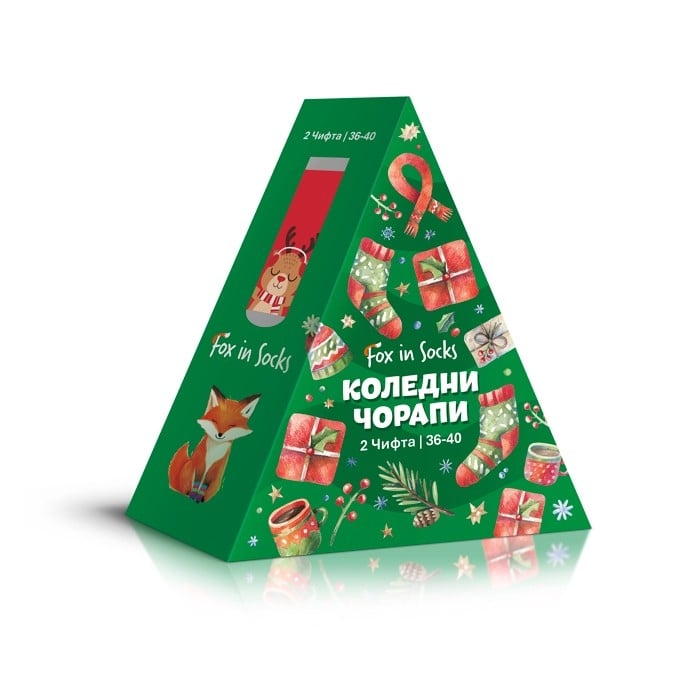 Подаръчен комплект Коледни дамски чорапи 2 чифта / № 36 - 40