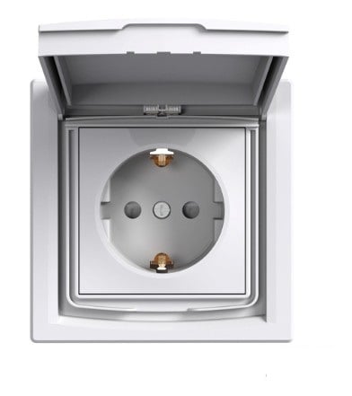 Единичен контакт с детска защита и капак Schneider Asfora EPH3100321 бял