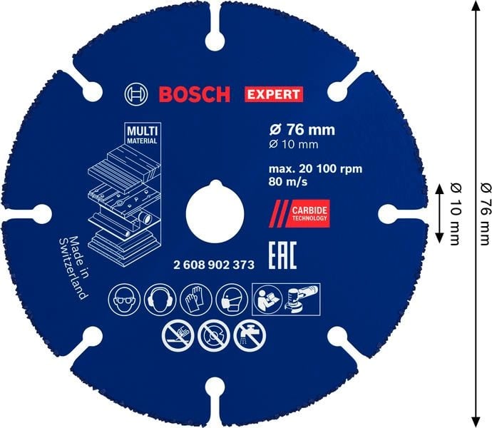 Карбиден диск за ъглошлайф BOSCH EXPERT Multi Wheel 76 x 10mm