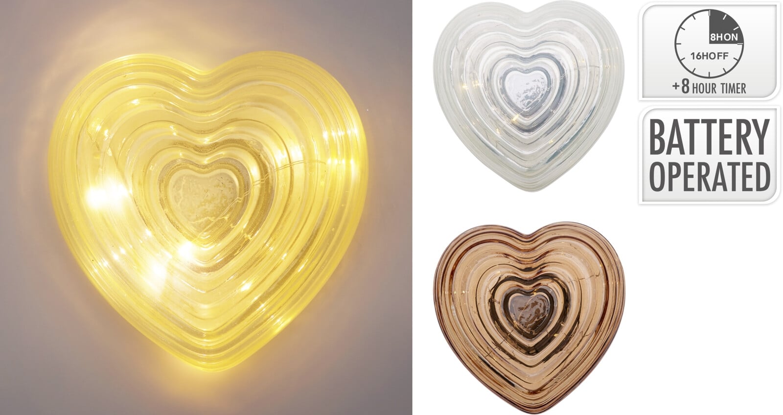 LED лампа с батерии Heart 16см микс
