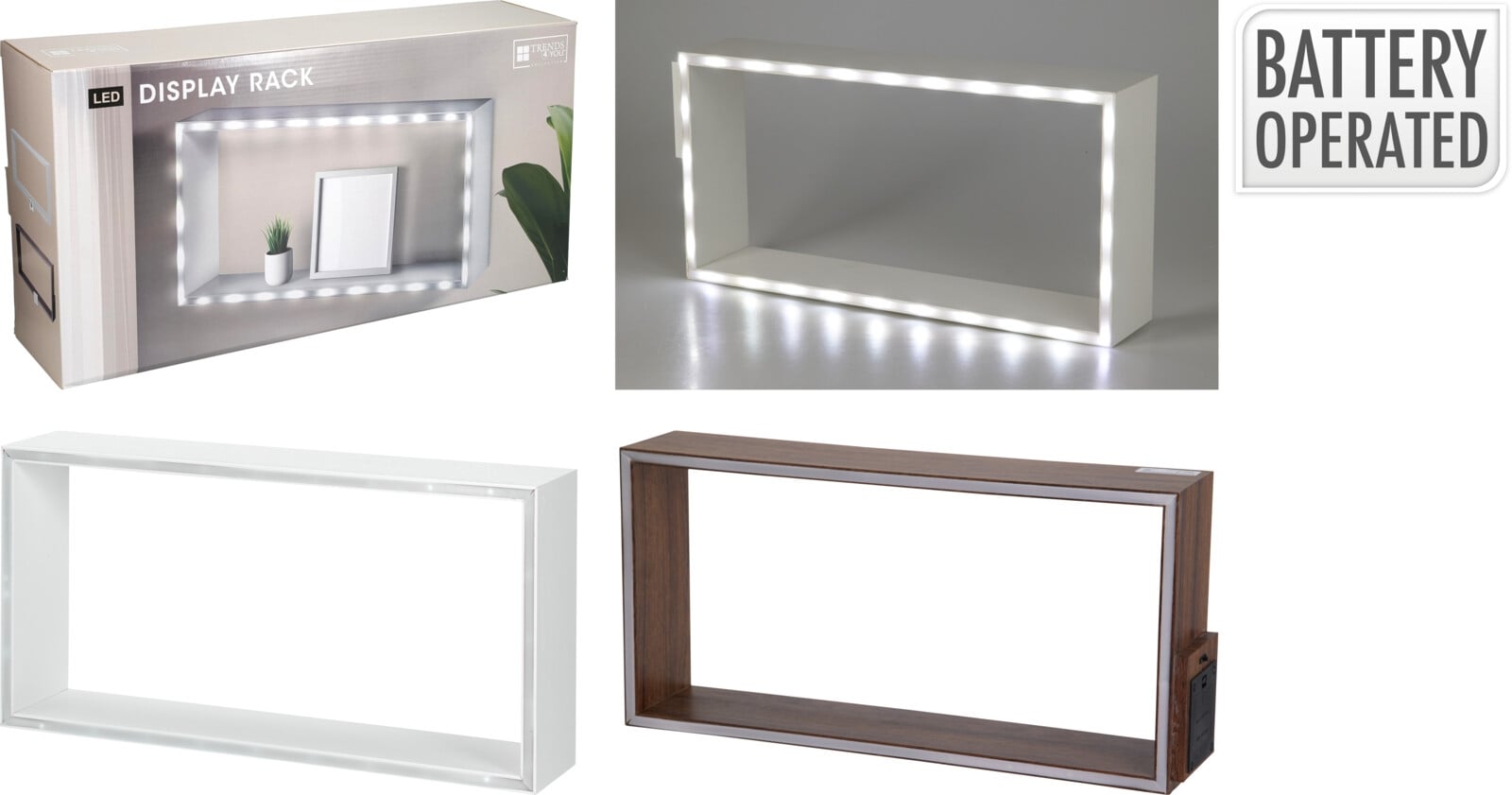 Етажерка Cube с LED осветление 49,5х10х24см микс